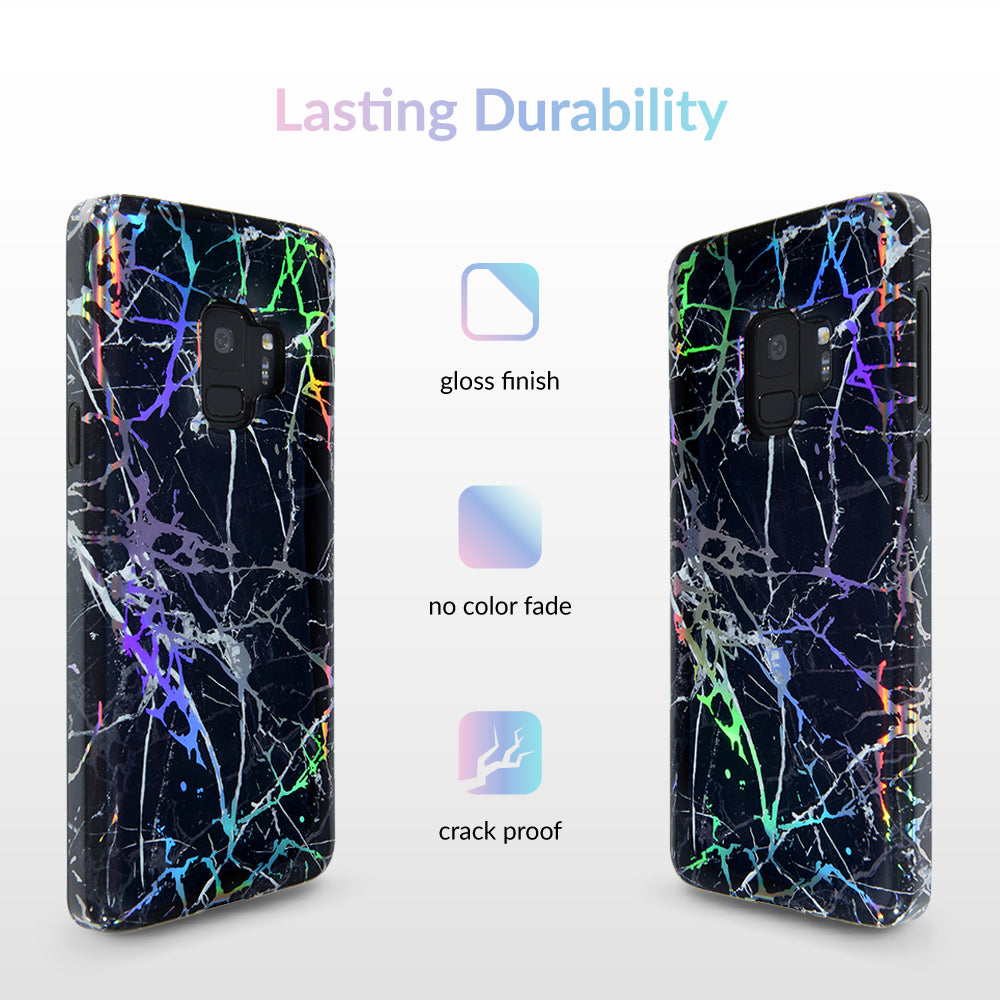 Holo Black Marble Samsung Galaxy Phone Case - Protective Slim Fit Cover for Galaxy S21/S22/S23 - Stylish & Durable for Everyday Use