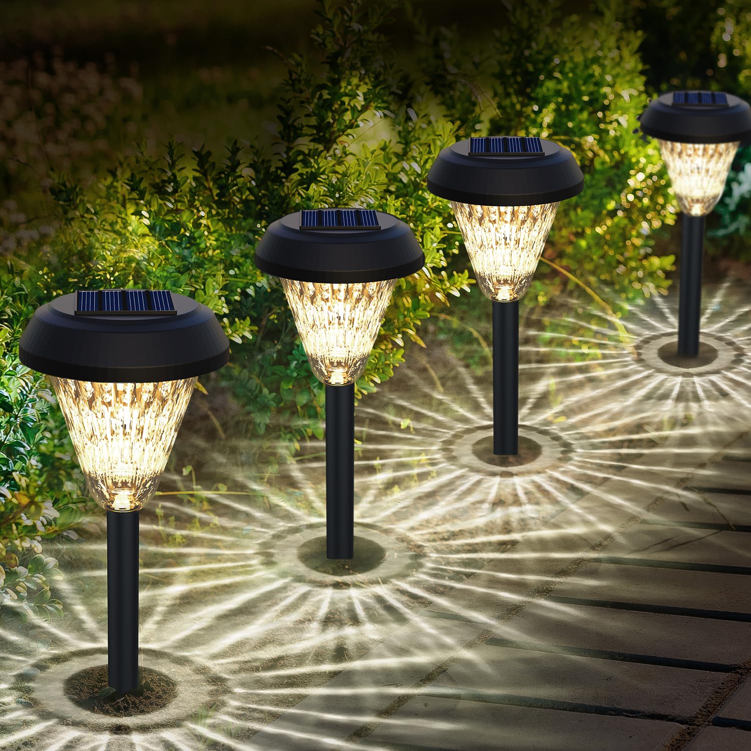 Pearlstar 8 Pack Solar Pathway Lights Outdoor - Waterproof Solar Powered Garden Lights for Yard, Landscape, Walkway, Patio - Perfect for Garden Decor, Driveway Lighting, and Backyard Illumination