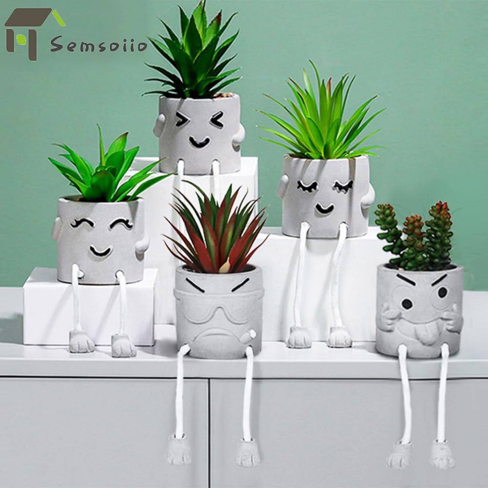 2PCS Artificial Succulent Plants - Mini Fake Plants for Home, Office & Bathroom Decor - Cute Faux Plants for Windowsill, Desk & Shelf Decor - Perfect for Indoor Greenery & Gift Giving