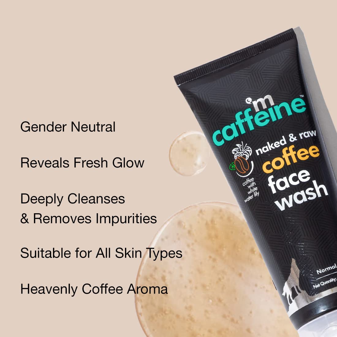 mCaffeine Coffee Face Wash for Tan Removal - Oil Control & Brightening Cleanser for Men & Women - Suitable for Oily & Normal Skin - Daily Use in Hot & Humid Weather - 75ml | Perfect for Morning Routine & Post-Workout Skincare