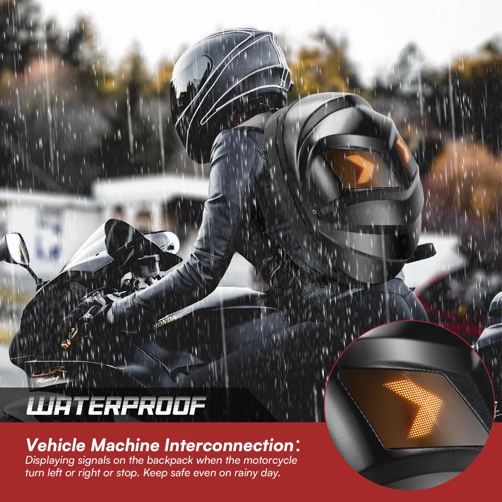 2025 Motorcycle Helmet Backpack with Programmable LED Display - USB Expandable Large Capacity Shoulder Bag for Riding Gear Storage - Perfect Father's Day Gift for Bikers & Outdoor Enthusiasts (Great for Commuting, Road Trips & Motorcycle Events)