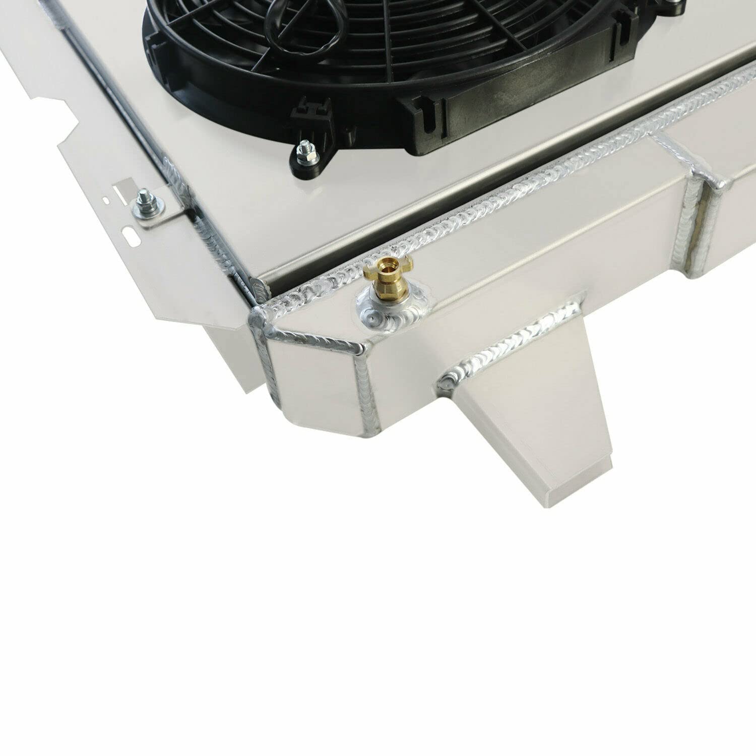4 Row Aluminum Radiator Shroud Fan Kit for 1985-1997 Ford Bronco F150 F250 F350 F53 Pickup Truck 5.0L 5.8L 7.5L V8 - Includes Thermostat - Perfect for Off-Roading, Towing & High-Performance Cooling
