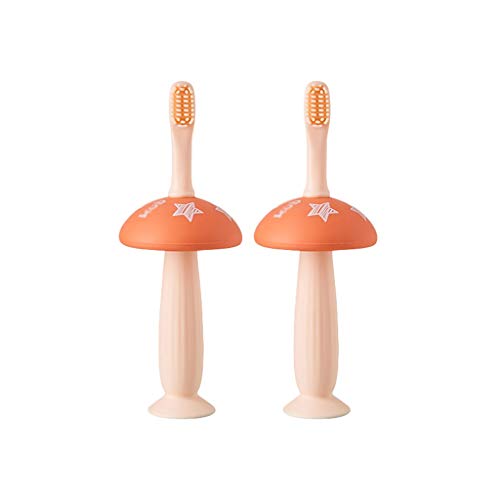 **Soft Silicone Toothbrush for Kids Ages 1-3 - Gentle Gum & Teeth Cleaning - Manual Massage Bristles - Orange & Green (Palmolive Kids) - Perfect for Toddler Dental Care & Early Oral Hygiene**