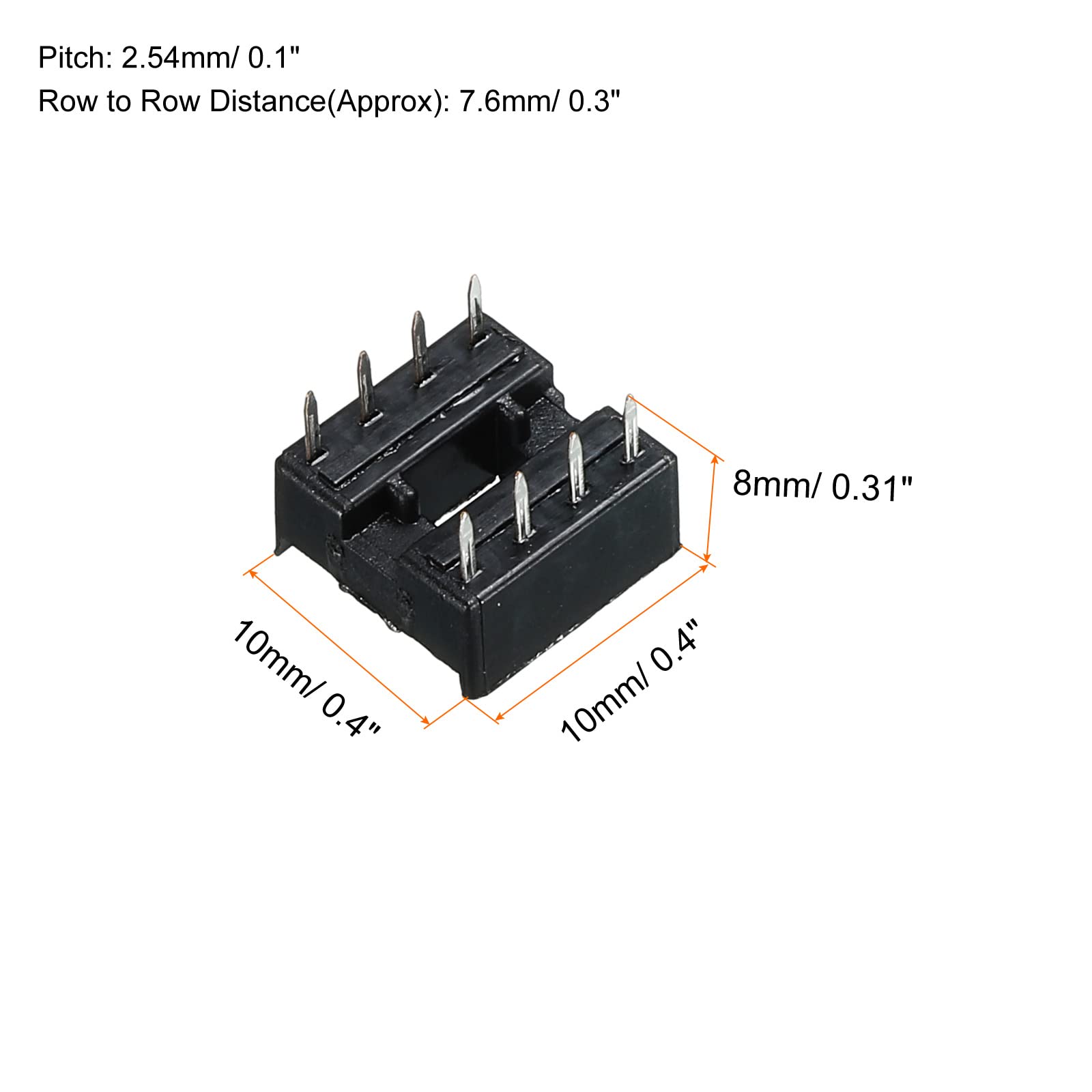 MECCANIXITY 50-Pack 8P 2.54mm Pitch DIP IC Chip Socket Adapter with Flat Pins for PCB Board - Perfect for Electronics Prototyping, DIY Projects, and Circuit Board Repairs