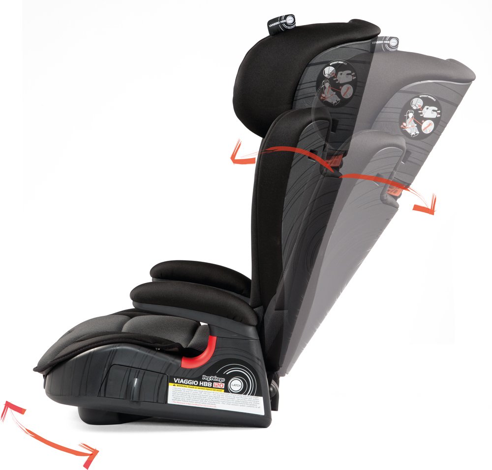 Peg Perego Viaggio HBB 120 Booster Car Seat for Kids 40-120 lbs | High Back Booster Seat with Safety Features | Made in Italy | Crystal Black | Perfect for School, Travel & Daily Commute