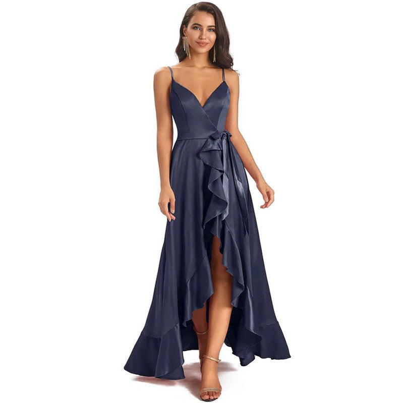 Affordable Navy V-Neck Spaghetti Strap Bridesmaid Dresses - WG212 | Perfect for Weddings, Formal Events & Special Occasions