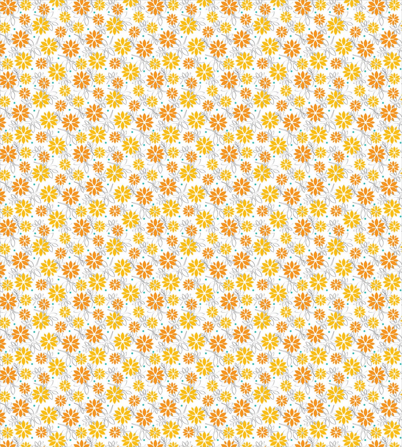 Ambesonne Orange and Yellow Floral Duvet Cover Set with Polka Dots - 2 Pack King Size Bedding Set Includes 2 Duvet Covers & 4 Pillowcases - Vibrant White and Orange Bohemian Style for Bedroom Decor
