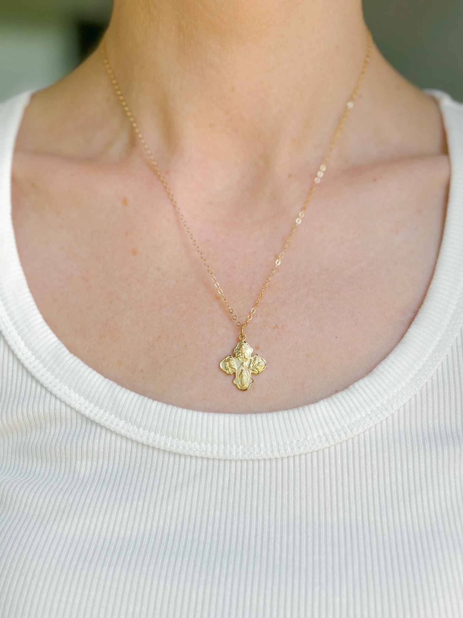 4-Way Cross Petite Necklace for Women - Elegant Layered Necklace for Everyday Wear, Gift for Her, Religious Jewelry