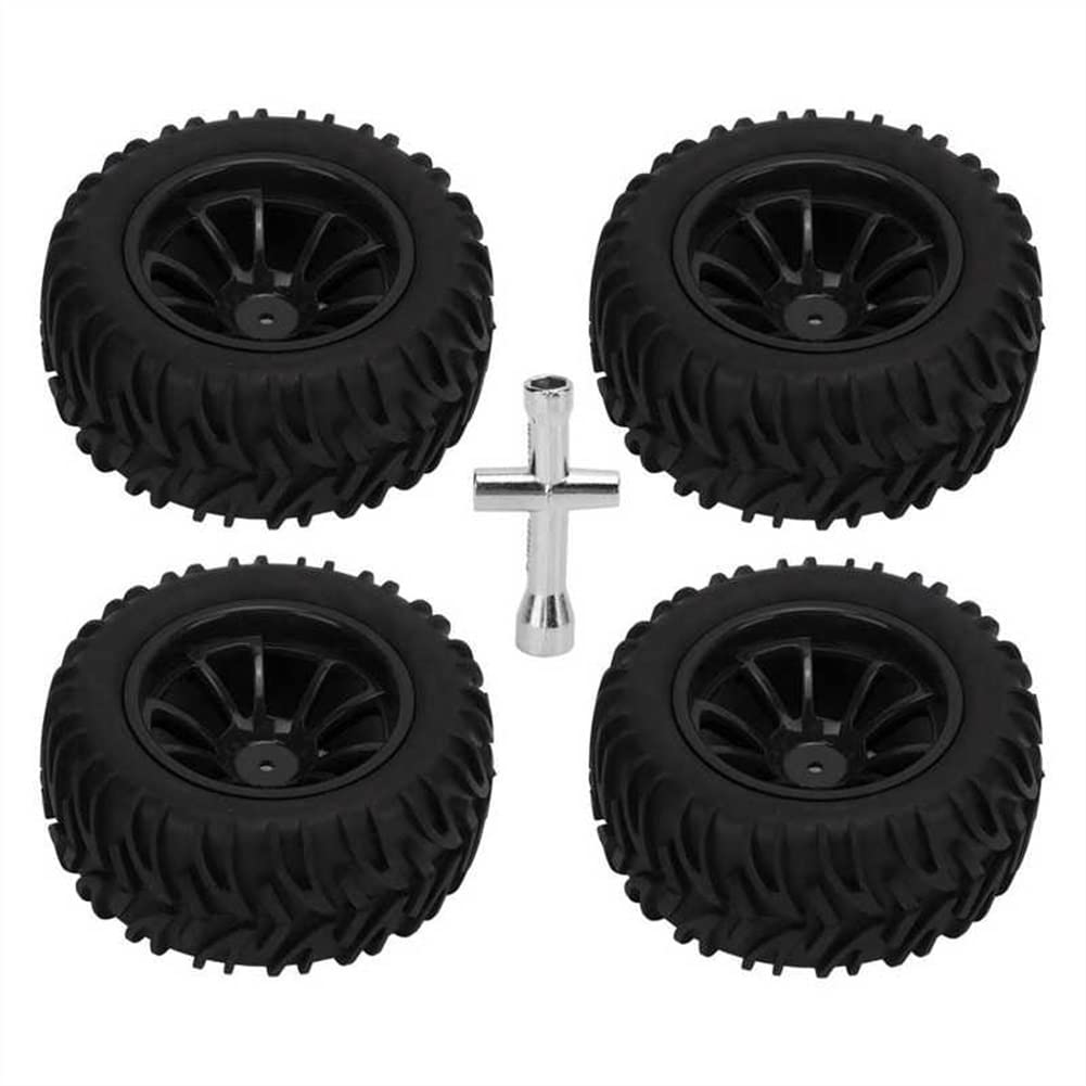 LYunce 1/10 Scale RC Truck Tires - Durable Bigfoot Off-Road Tires for 1/10 RC Cars (Black) - Perfect for Monster Truck Racing & Off-Road Bashing