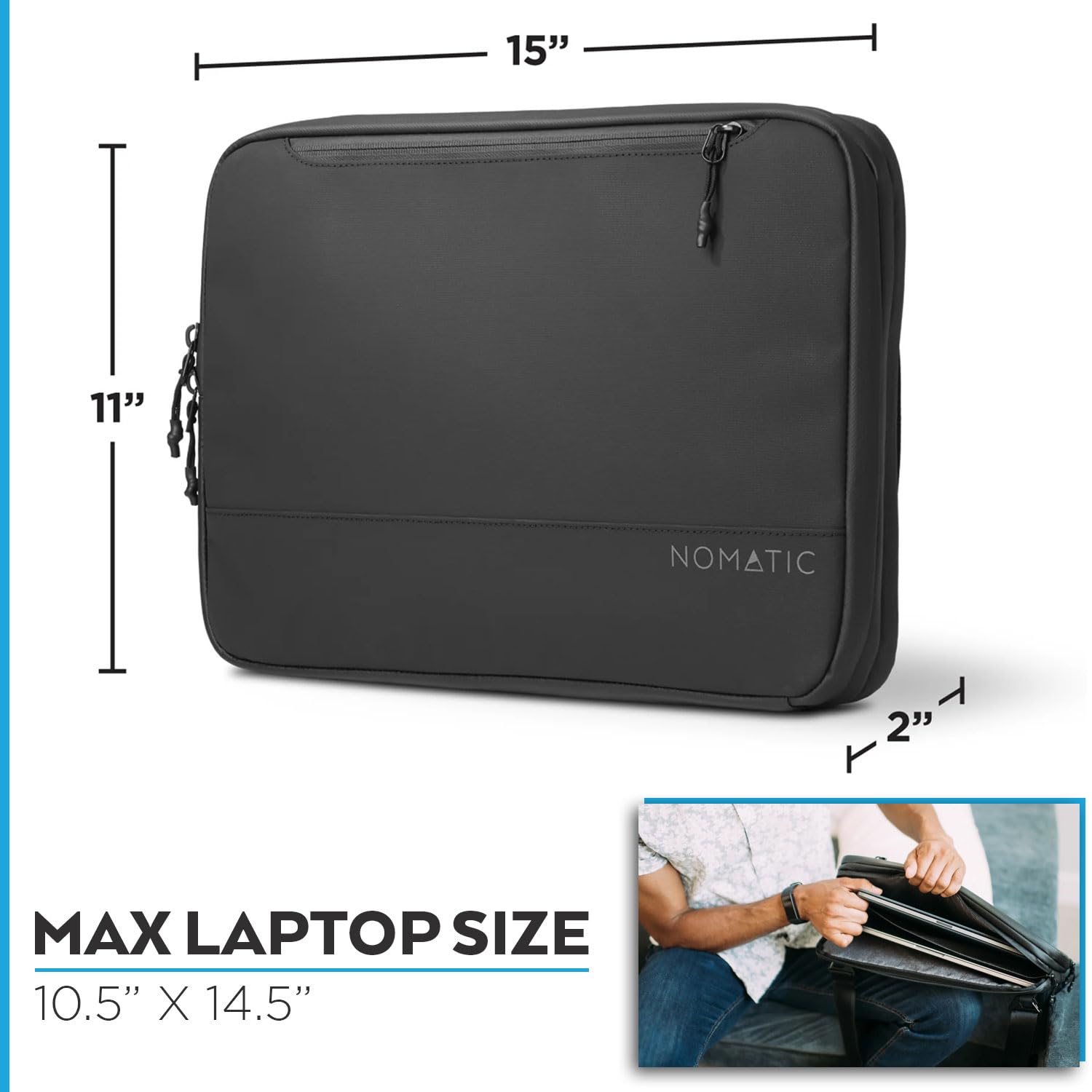 NOMATIC Tech Case - Waterproof Laptop Bag for MacBook Air, iPad Pro & Chromebook with Charger Storage | Perfect for Business Travel, Commuting & College Use