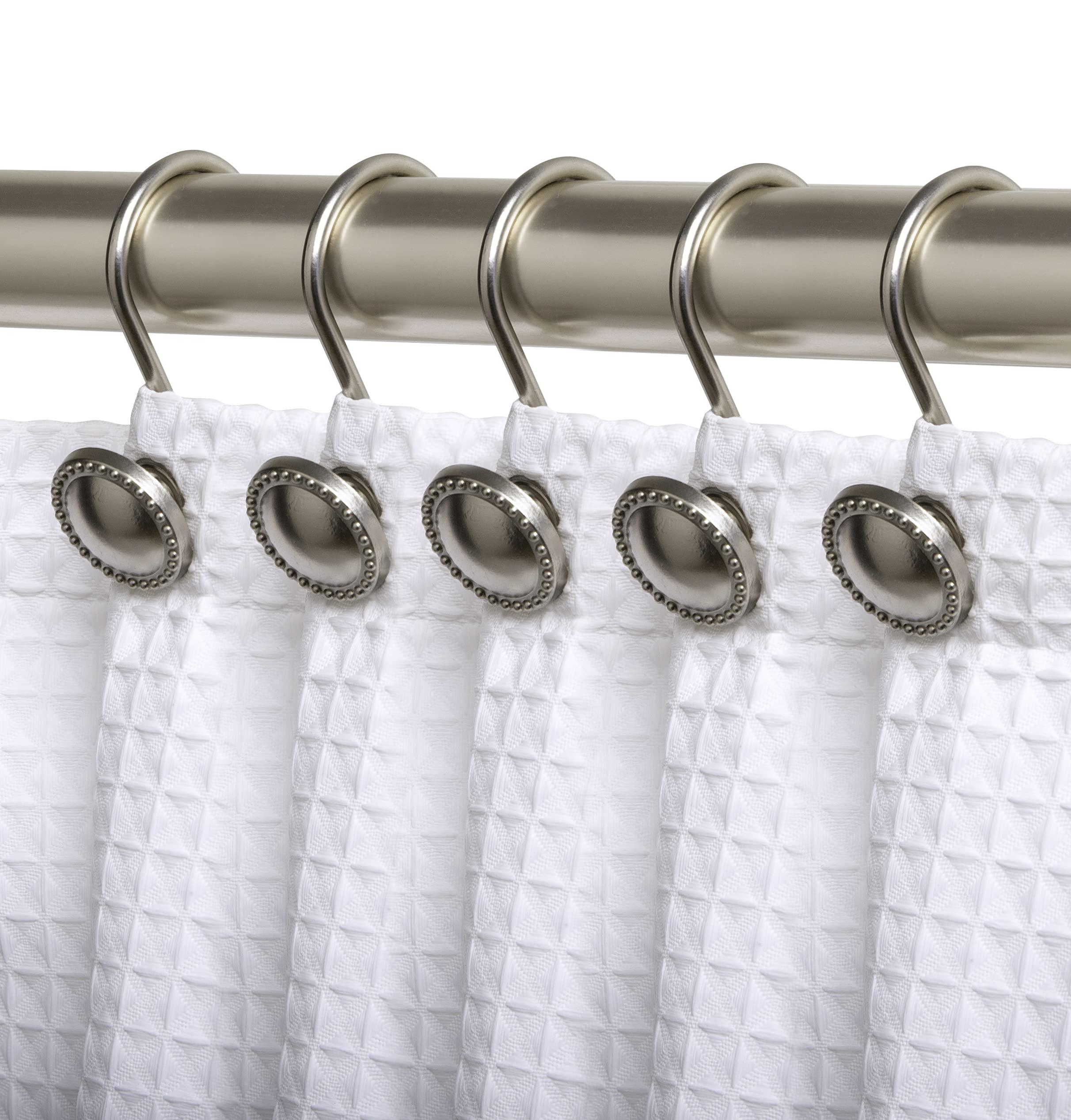 Utopia Alley Shower Curtain Hooks - 12 Pack Rustproof Brushed Nickel Bathroom Shower Rings for Curtains & Liners - Durable & Stylish for Home, Apartment, and Hotel Use