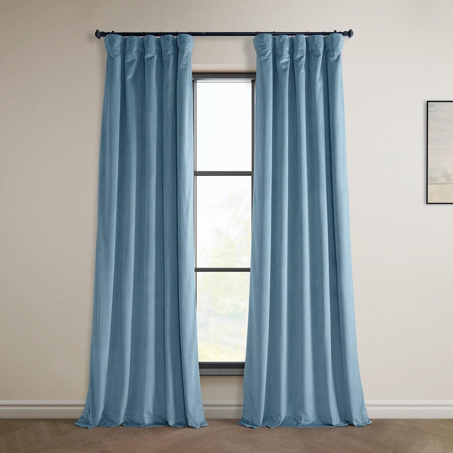 Light Blue Heritage Plush Velvet Blackout Curtains - Thermal Insulated Window Drapes for Bedroom, Living Room & Nursery (54x84 Inches)