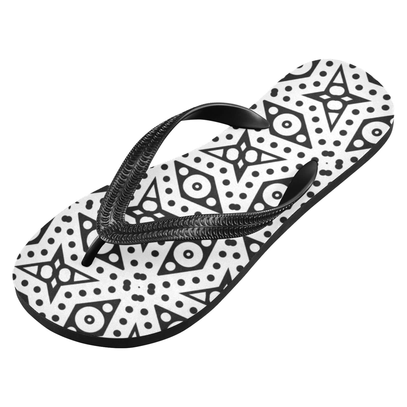 Non-Slip Geometric Flip Flops for Women & Men - Comfortable Beach Sandals with Adjustable Straps for Summer, Travel, Swimming, Pool Party & Shower | Fashionable Rubber Slippers