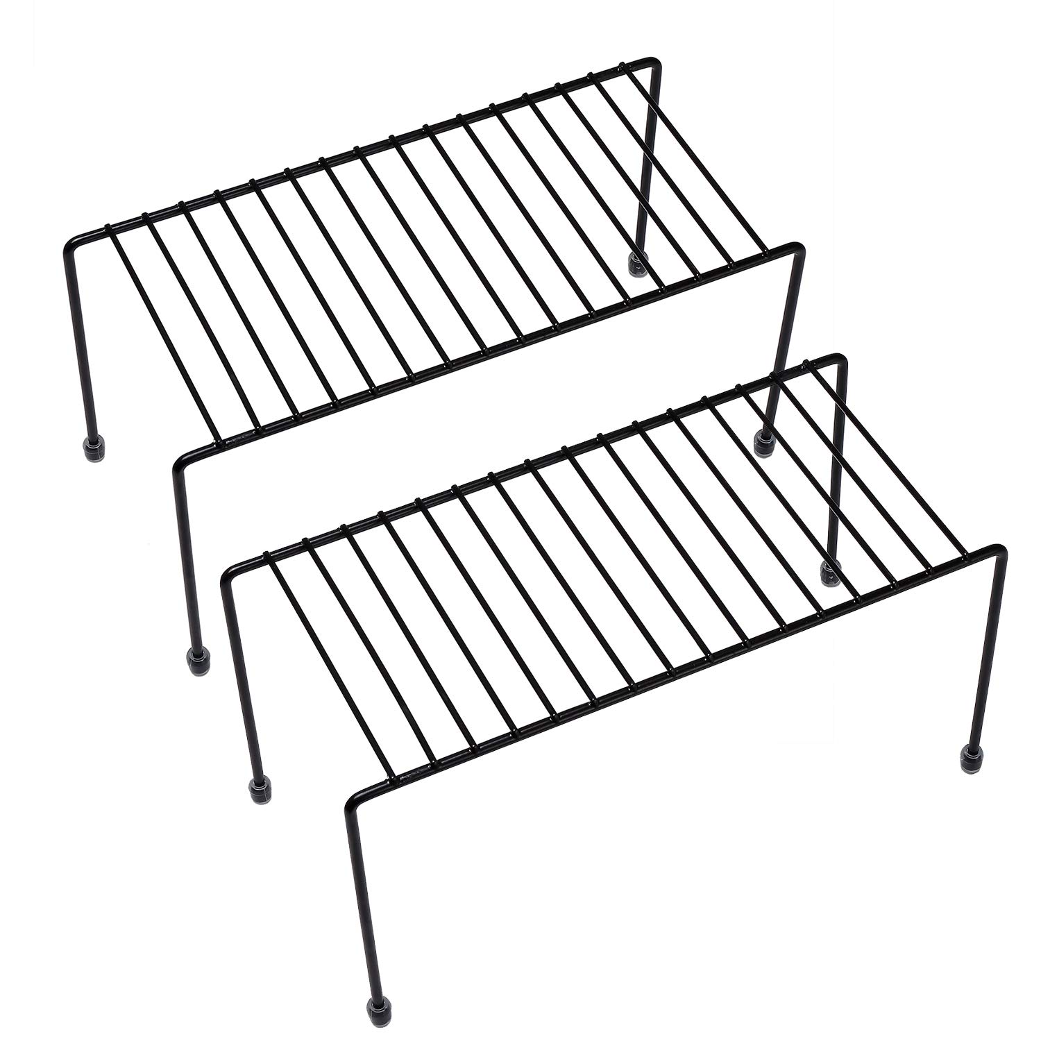 2 Pack Black Kitchen Shelves - Cabinet Organizer Mini Storage Shelf for Spices, Utensils & Pantry Items - Space Saving Home Organization Solution