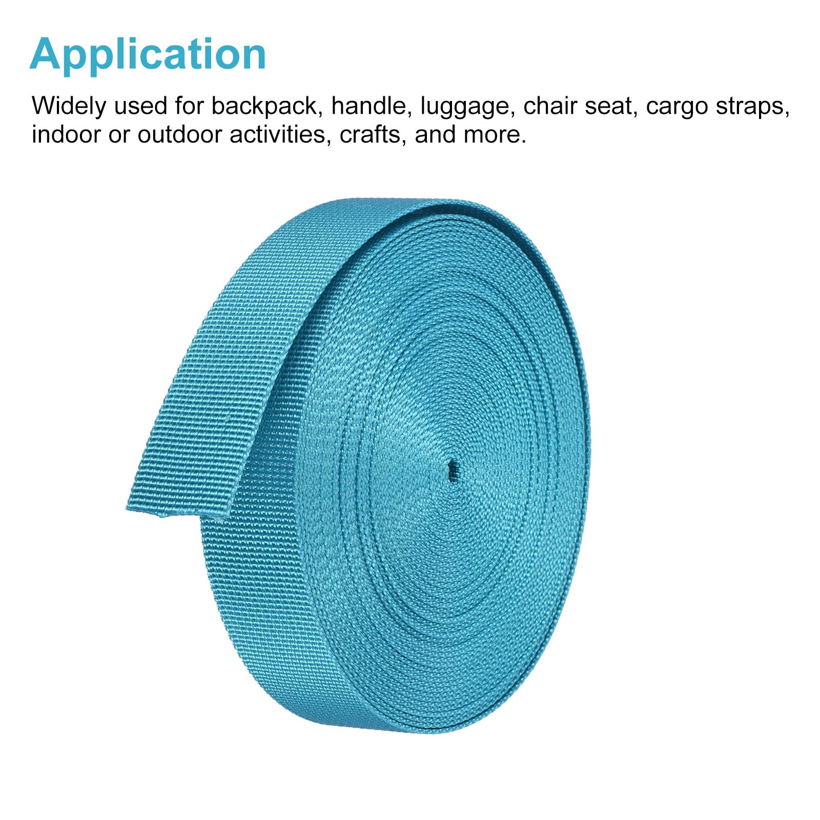 1 Inch x 10 Yards Light Blue Nylon Webbing Strap for Backpack, Luggage Rack, DIY Projects | Heavy Duty Flat Nylon Strapping for Outdoor Gear, Pet Collars & Crafting