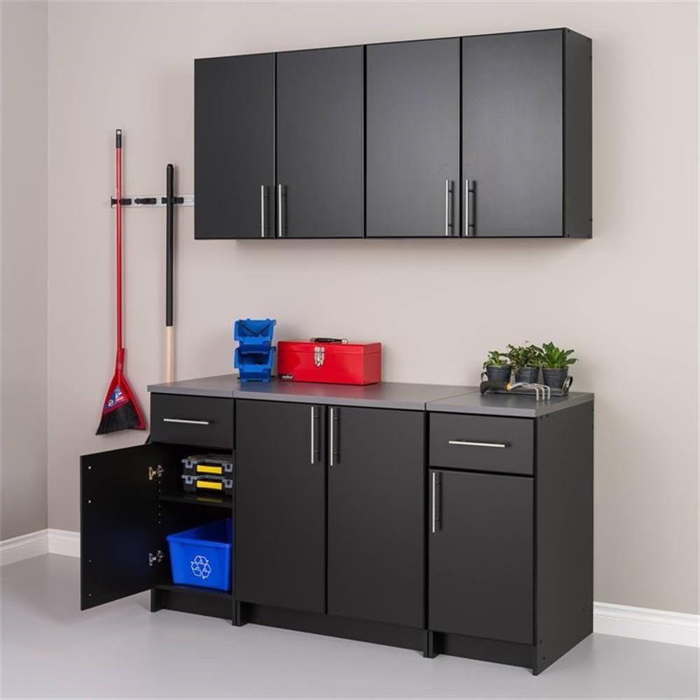 Home Square 2-Piece Black Wood Wall Cabinet Set - Perfect for Kitchen, Bathroom & Living Room Storage & Organization