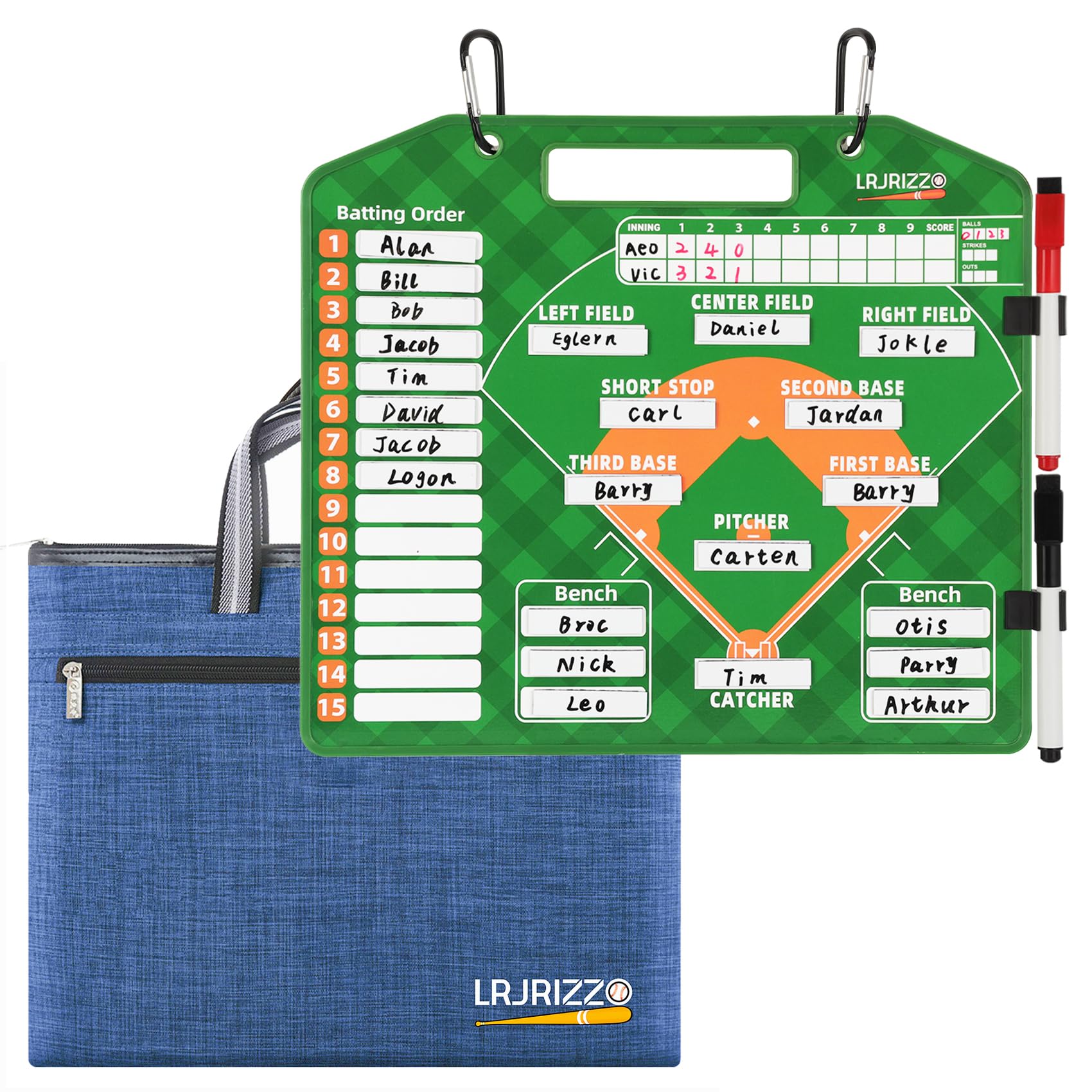 Magnetic Baseball Lineup Board - Dry Erase Dugout Clipboard for Coaches | Softball & Baseball Lineup Cards with Marker | Coaching Accessories (Green) - Perfect for Game Strategies & Team Management