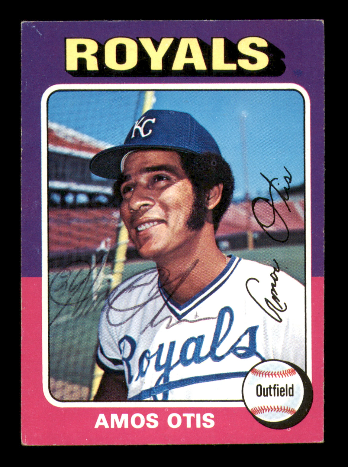 Amos Otis Autographed 1975 Topps Baseball Card #520 - Kansas City Royals Memorabilia - Collectible Sports Trading Card - Perfect for Fans & Collectors - SKU #219110