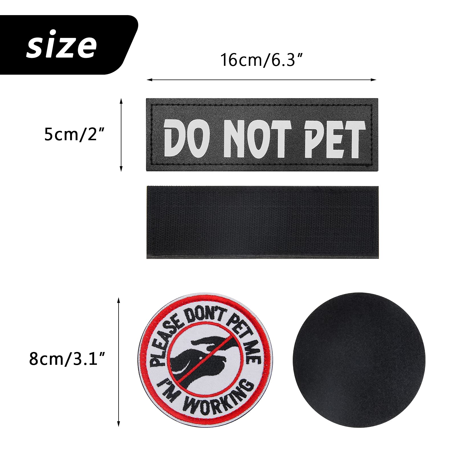 Coolrunner 2-Pack Reflective Dog Patches + 1 Embroidered 'Do Not Pet' Patch for Large Dog Vests & Harnesses (6.3 x 2 in) - High Visibility Safety Gear for Night Walks, Training, and Service Dogs