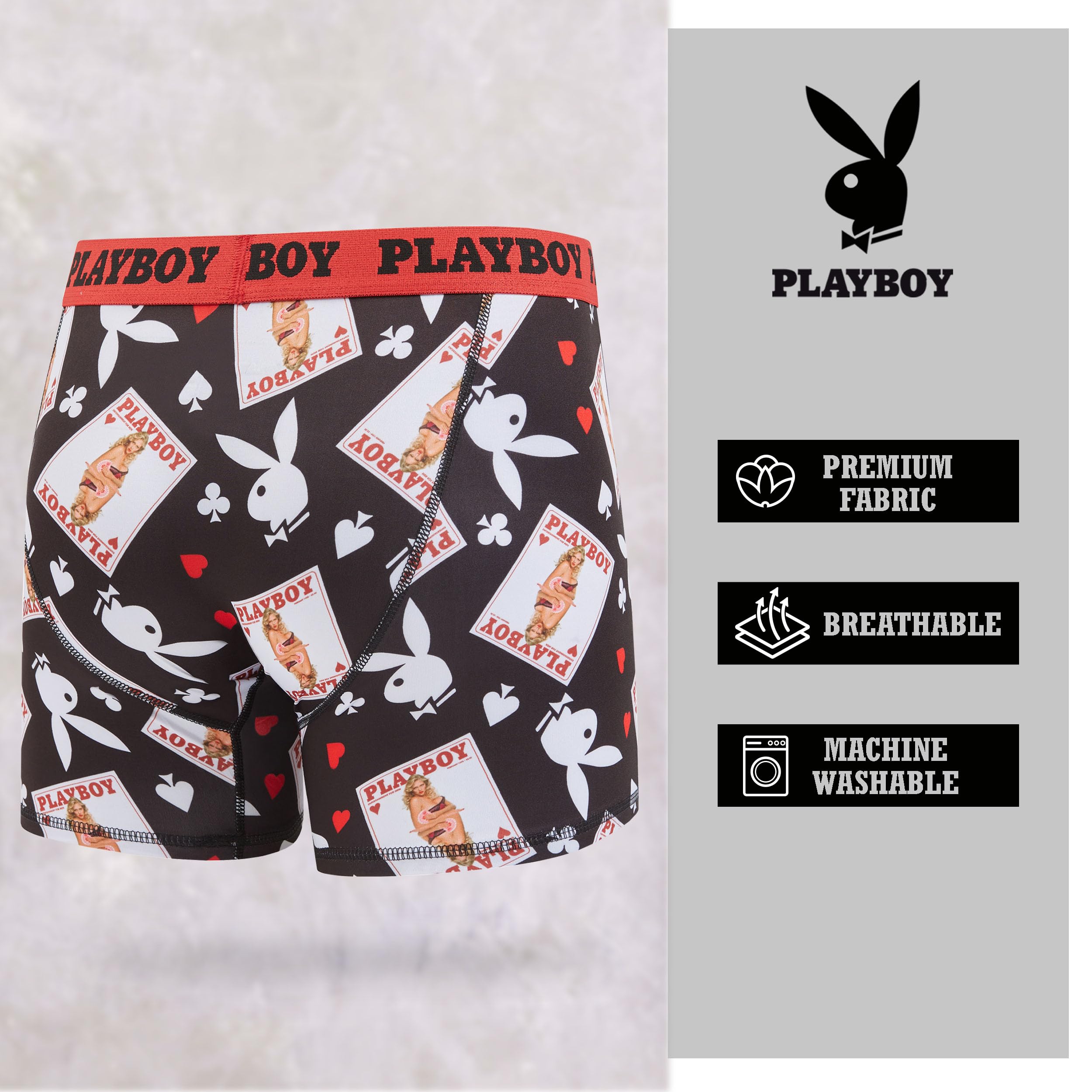 Playboy Men's Underwear - Comfortable Cotton Boxer Briefs with Funny Prints - Perfect Gift for Boyfriend, Husband & Funny Gifts for Men - Great for Everyday Wear, Lounge & Gag Gifts