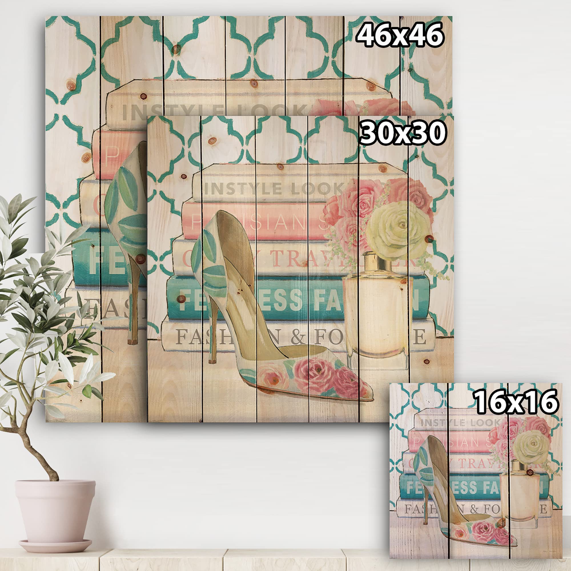 Elegant Pink Fashion High Heels Wood Wall Decor - Handcrafted Traditional Pink Wood Wall Art, Large Fashionable Pine Wood Wall Panels - Perfect for Bedroom, Living Room & Office Decor