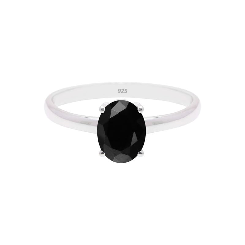 Black Onyx Stone Ring for Women - 925 Sterling Silver Promise Ring Size 10 | Elegant Jewelry Gift for Anniversary, Engagement & Special Occasions