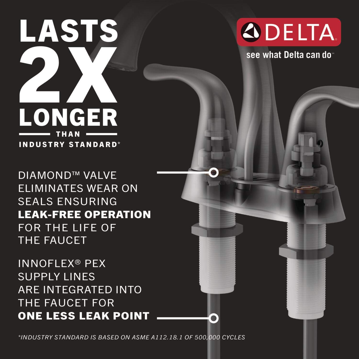 Delta Trinsic Chrome Bathroom Faucet - Centerset Bathroom Sink Faucet with Diamond Seal Technology & Metal Drain Assembly (Model 2559-MPU-DST) - Perfect for Modern Bathrooms, Guest Baths, and Powder Rooms