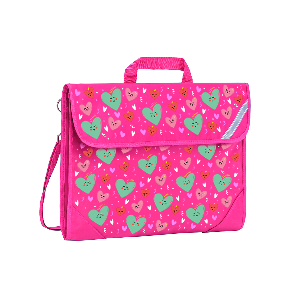 Sweet Hearts Safety Library Bags for Kids - Durable Book Bags with Reinforced Handles for School, Travel & Daily Use - Perfect for Carrying Books, Toys & Essentials