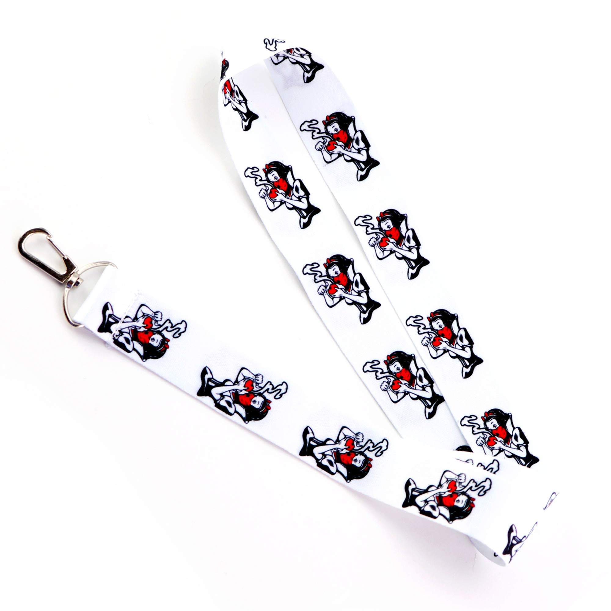 Smokin' Red Snow White Keychain Lanyard - Novelty Stoner Gift for Badge Holders