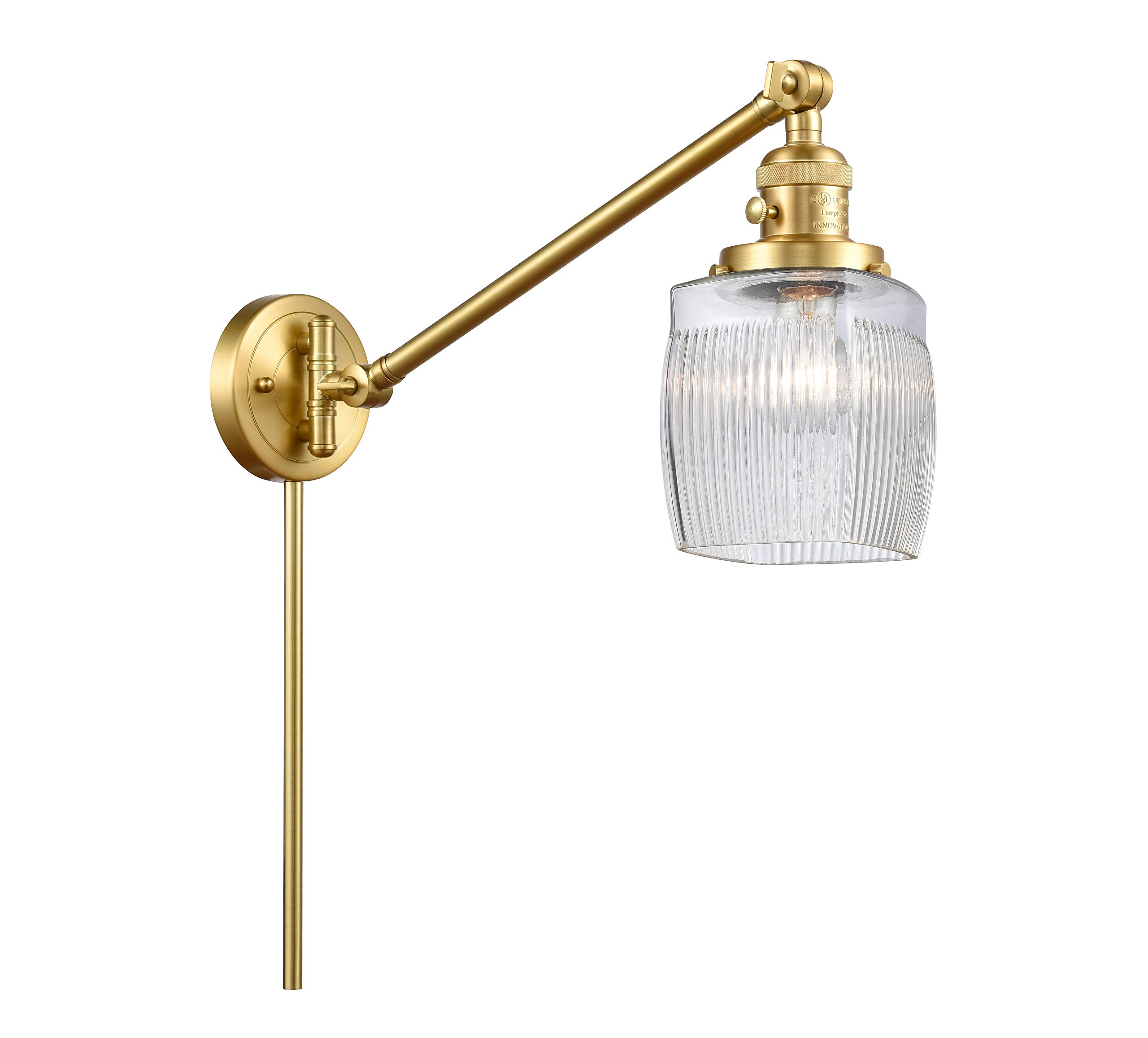 Colton 1 Light Swing Arm Wall Sconce - Adjustable Reading Light for Bedroom, Living Room & Office - 237-SG-G302 Modern Brass Finish Lamp
