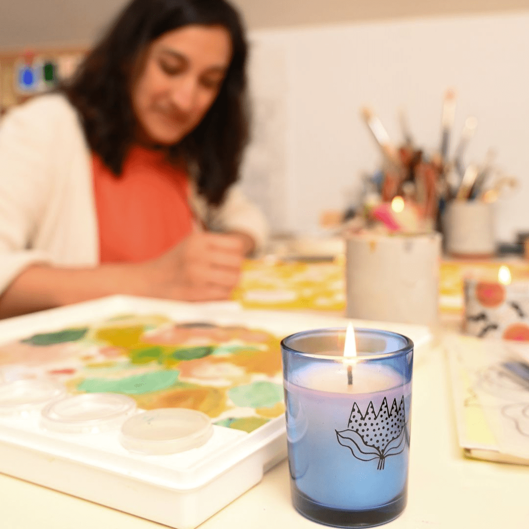 Talking Trees Artist Glass Candle - Handmade Scented Soy Wax Candle for Home Decor, Gifts & Relaxation | Perfect for Meditation, Yoga & Romantic Ambiance