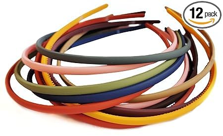 12 PCS Matte Elastic Hair Bands for Women - Soft Wavy Hair Comb Headbands, No Slip Grip (Multicolor Set) - Perfect for Workouts, Office, and Everyday Styling