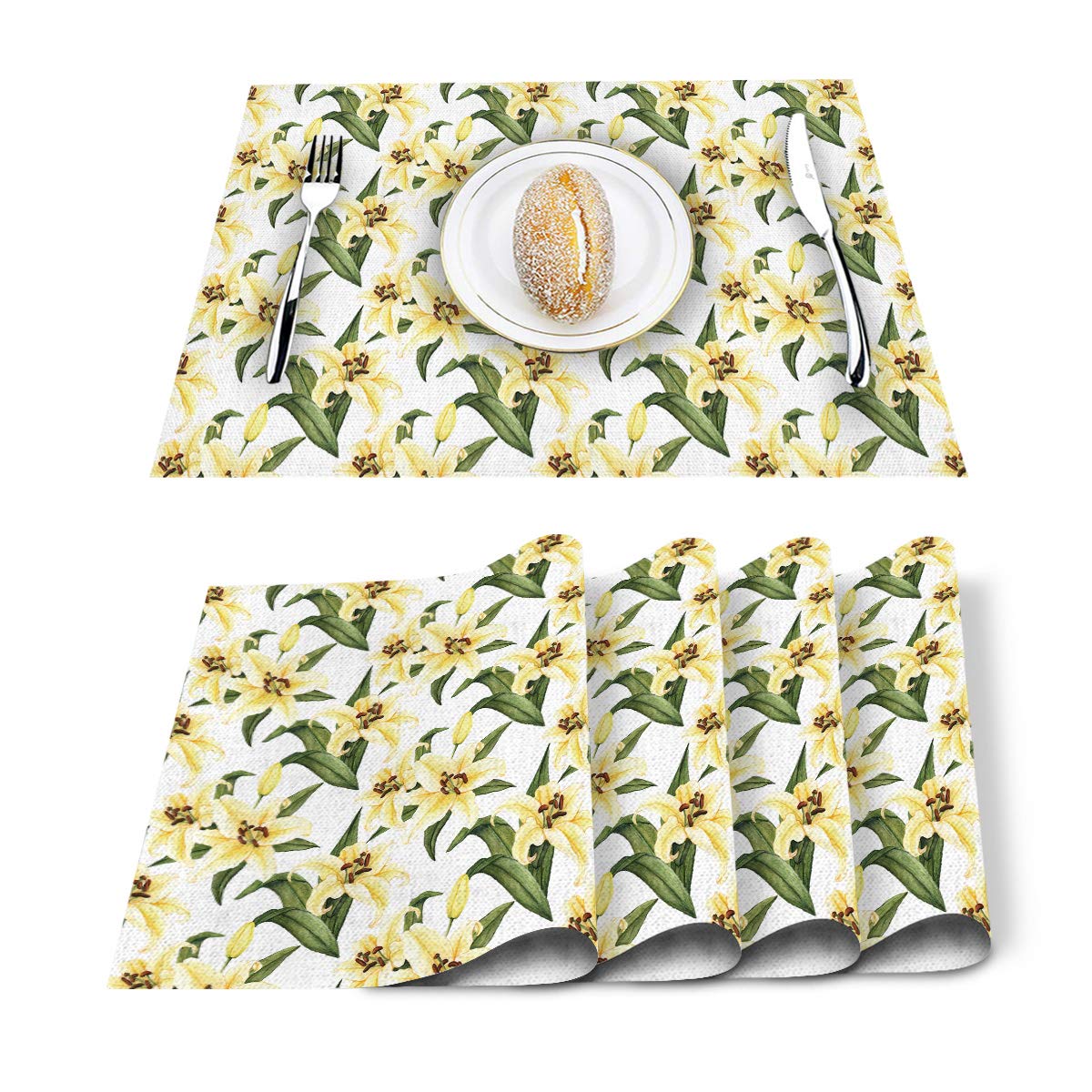 4-Pack Heat-Resistant Linen Placemats for Dining Table - 12