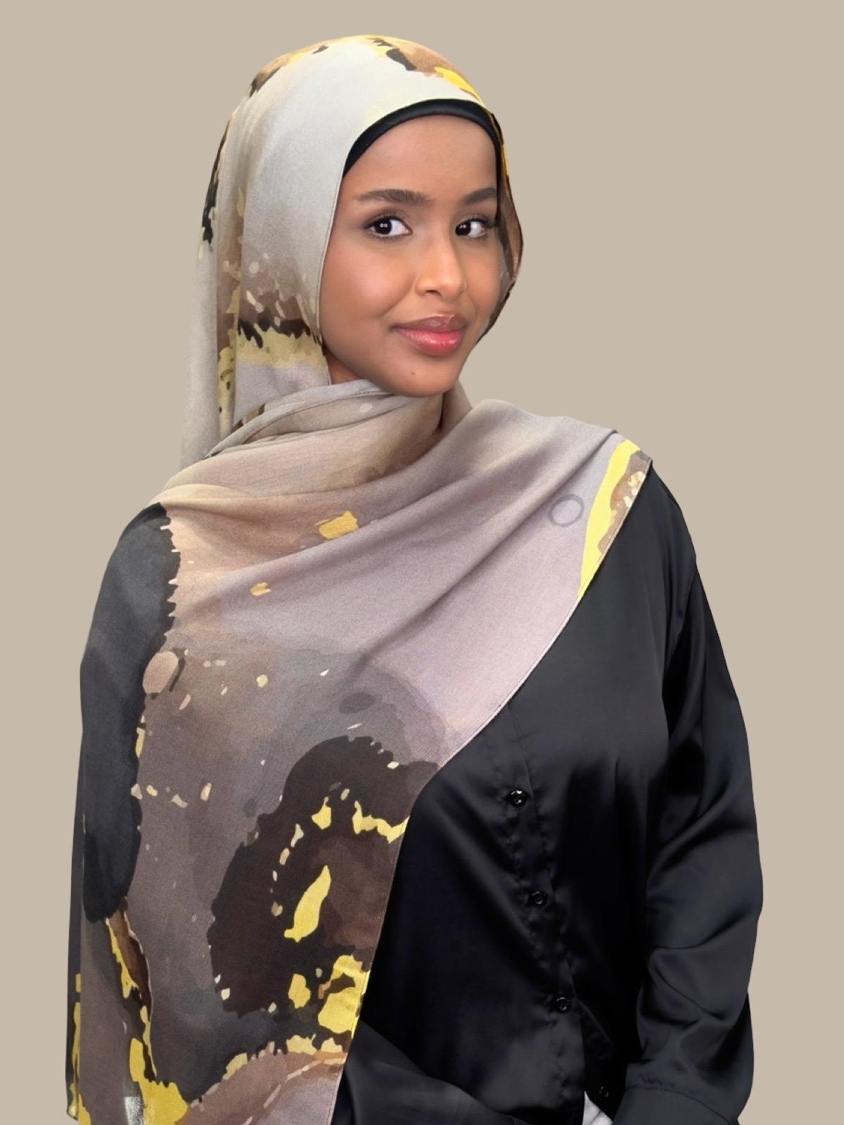 Print Modal Hijab Beirut Bronze - Soft & Breathable Muslim Scarf for Women - Perfect for Daily Wear, Prayer, and Special Occasions