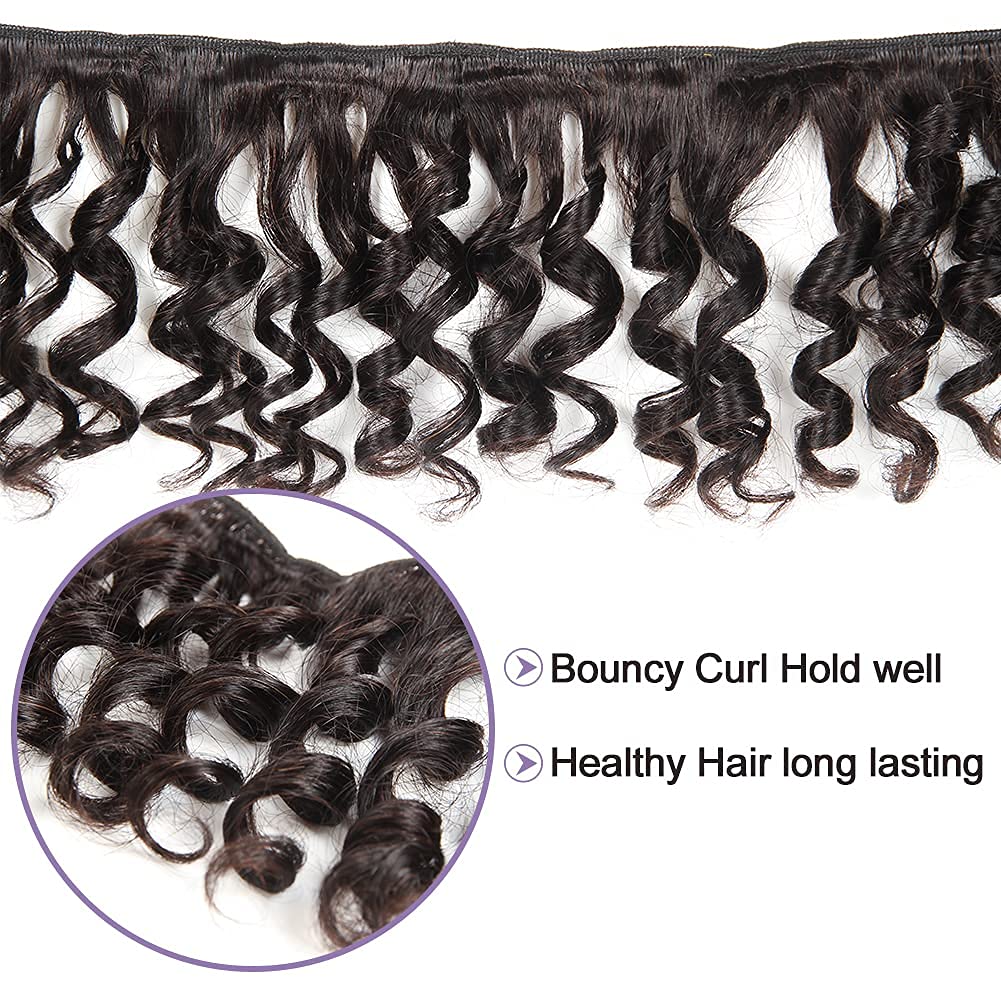 Brazilian Funmi Hair Curly Weave 3 Bundles with 2x4 Lace Closure | 100% Human Hair Extensions | Natural Black (10 12 14+10) | 100g/pc | Burmese Curly Bundles | Perfect for Daily Styling, Parties & Special Occasions
