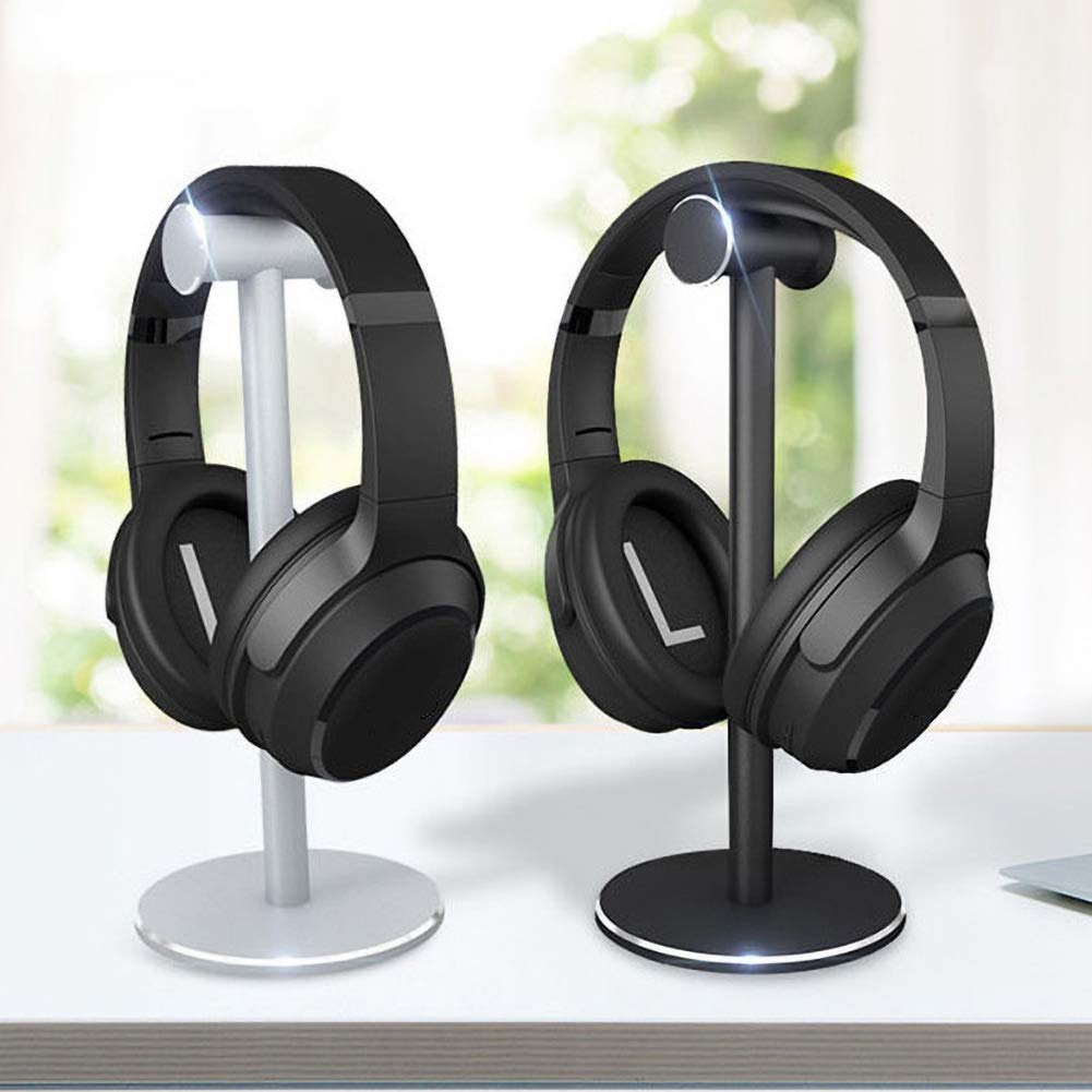 Premium Aluminum Alloy Headphone Stand - Universal Anti-Slip Headset Holder & Storage Rack for Gaming, Office, and Home Use (Black)