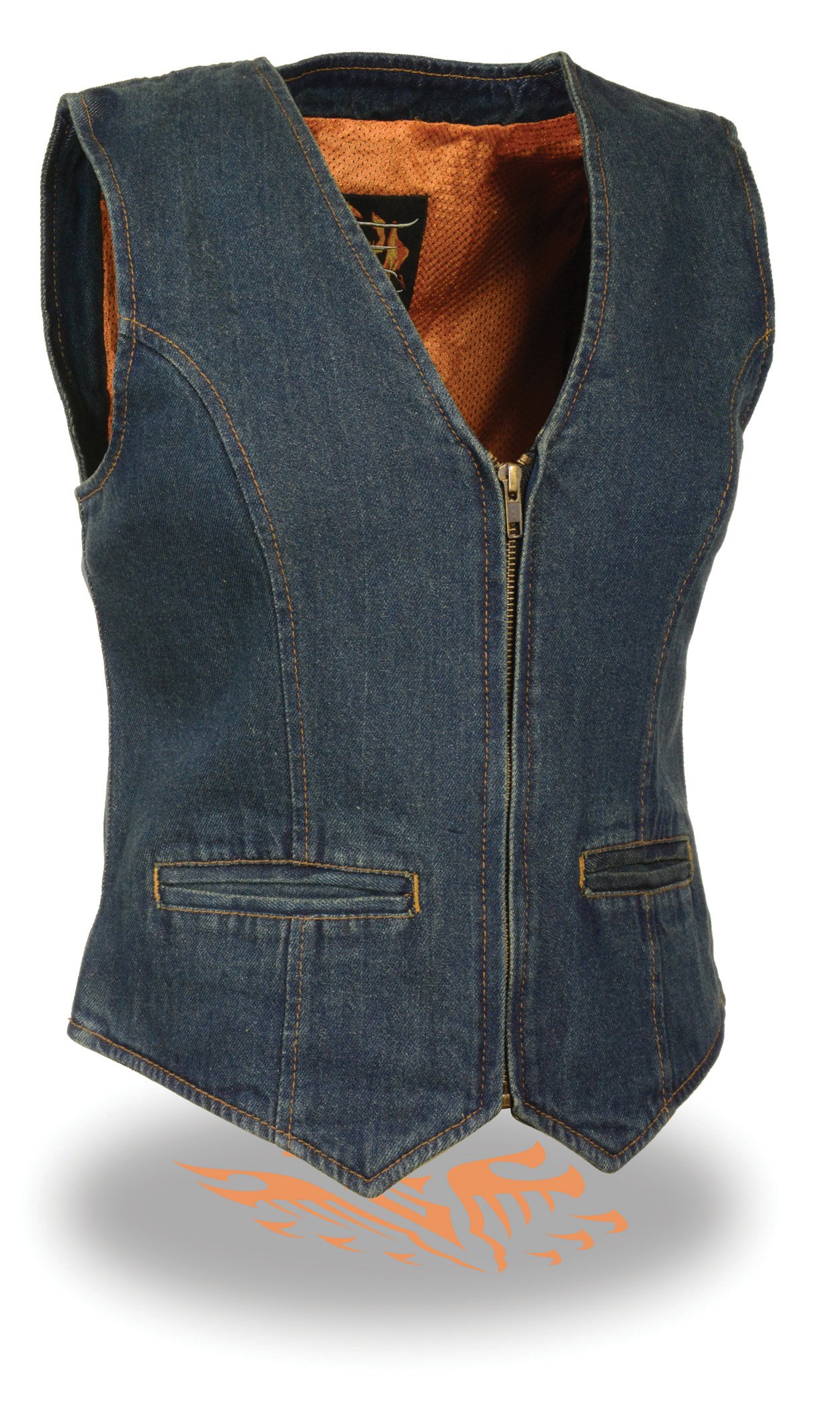 Milwaukee Leather Women's Denim Zip Front Vest with V-Neck Collar - Stylish Layering Piece for Casual Outfits & Outdoor Adventures