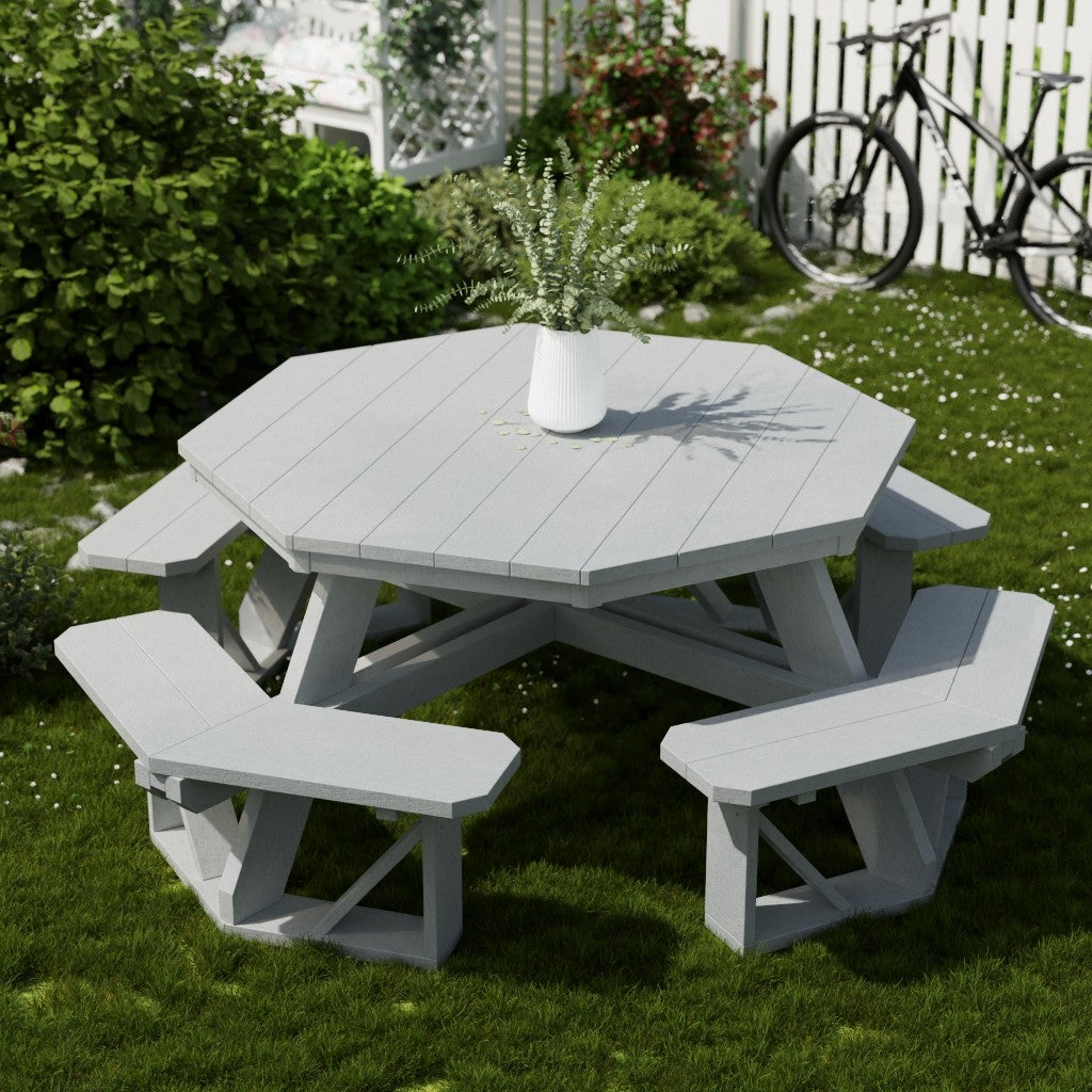 Heritage Octagon Picnic Table - 8-Person Outdoor Dining Set for Backyard, Patio, Garden, Park & Camping - Durable All-Weather Wooden Picnic Bench