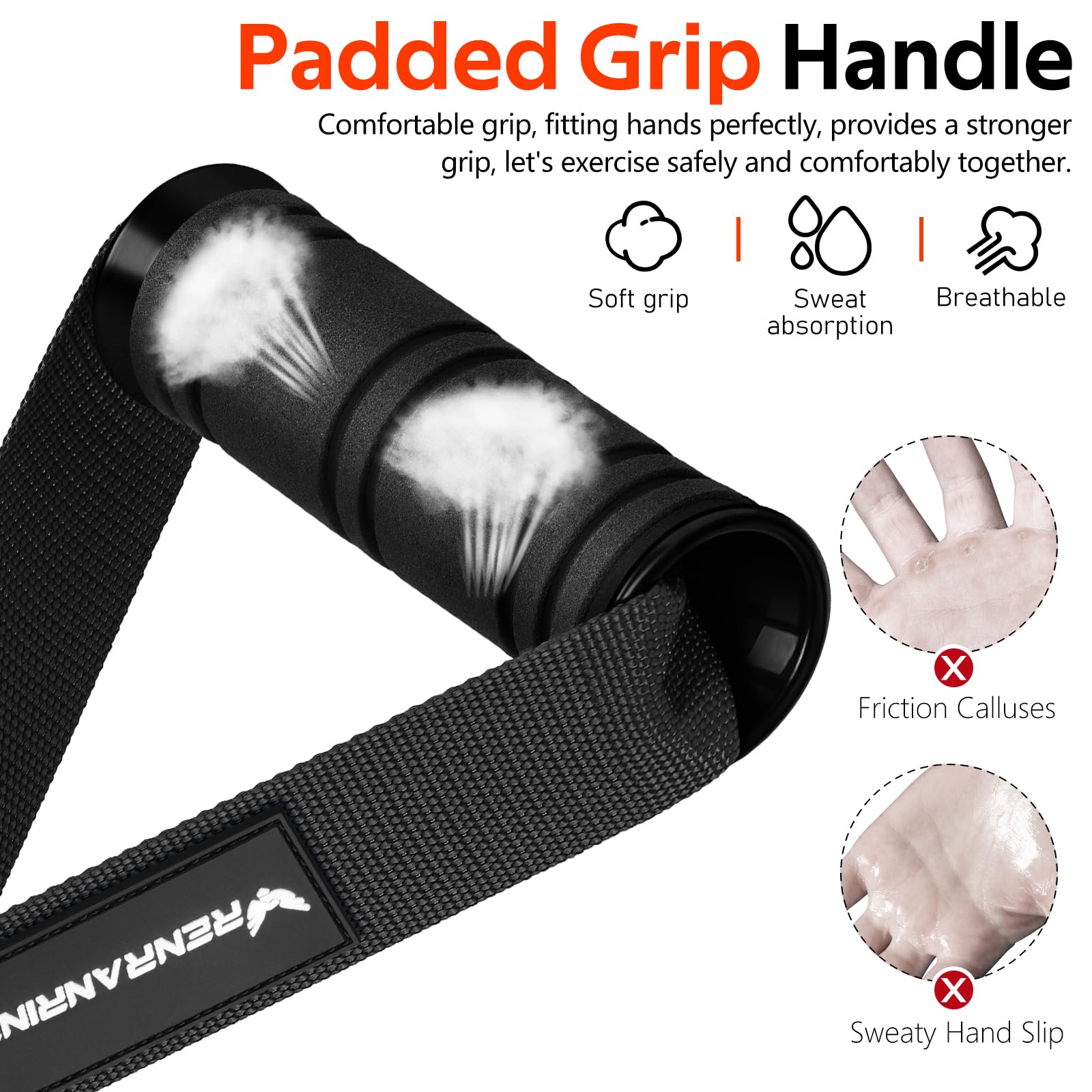 RENRANRING Gym Exercise Handles - Replacement Cable Machine Pulley Attachments for Resistance Bands & Strength Training | Perfect for Pull Down Workouts & Home Gym Equipment | Ideal for CrossFit, Weightlifting & Functional Fitness Training