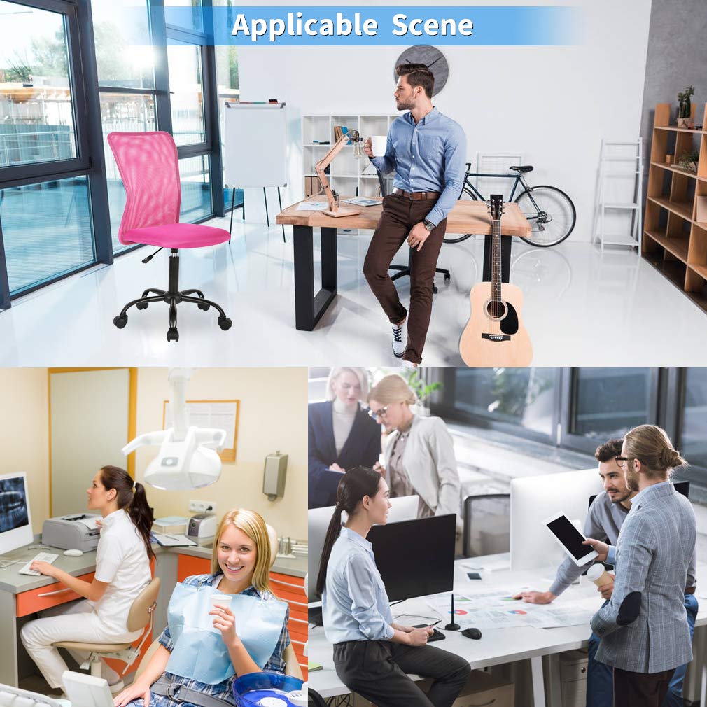 4 Pack Ergonomic Office Chairs with Lumbar Support - Adjustable Height Mesh Mid Back Swivel Task Chairs for Home Office, Computer Desk & Workspace - Modern Armless Design for Men & Women Adults