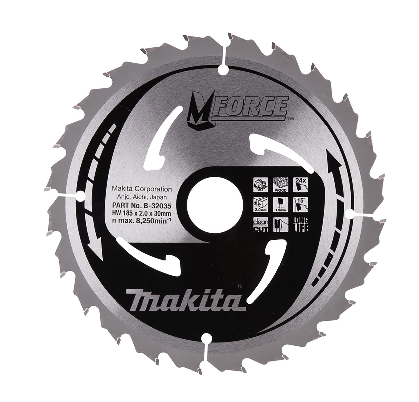 B-32035 M-Force 7.3-Inch 30mm 24-Tooth Circular Saw Blade - Premium Cutting Tool for Wood, Plastic & Soft Metal - Perfect for DIY Projects, Carpentry & Home Renovations