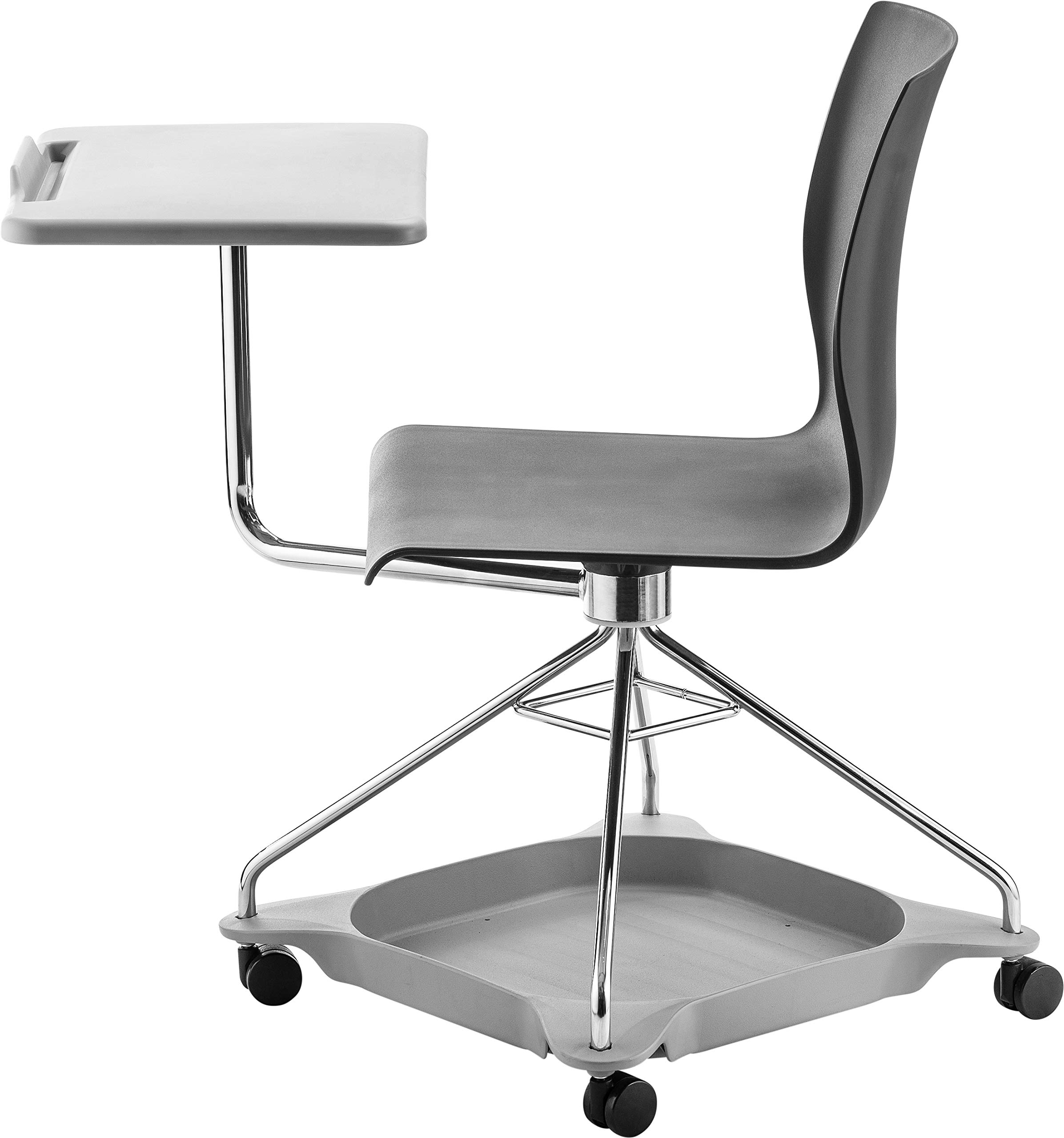 National Public Seating Mobile Chair with Tablet Arm & Storage - Black | Rolling Office Chair with Writing Surface & Storage Compartment | Perfect for Conference Rooms, Classrooms & Waiting Areas