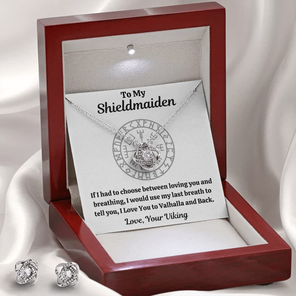 Viking Jewelry for Women - Shieldmaiden Necklace Gift Set with LED Earrings | Perfect for Norse Lovers & Unique Gifts
