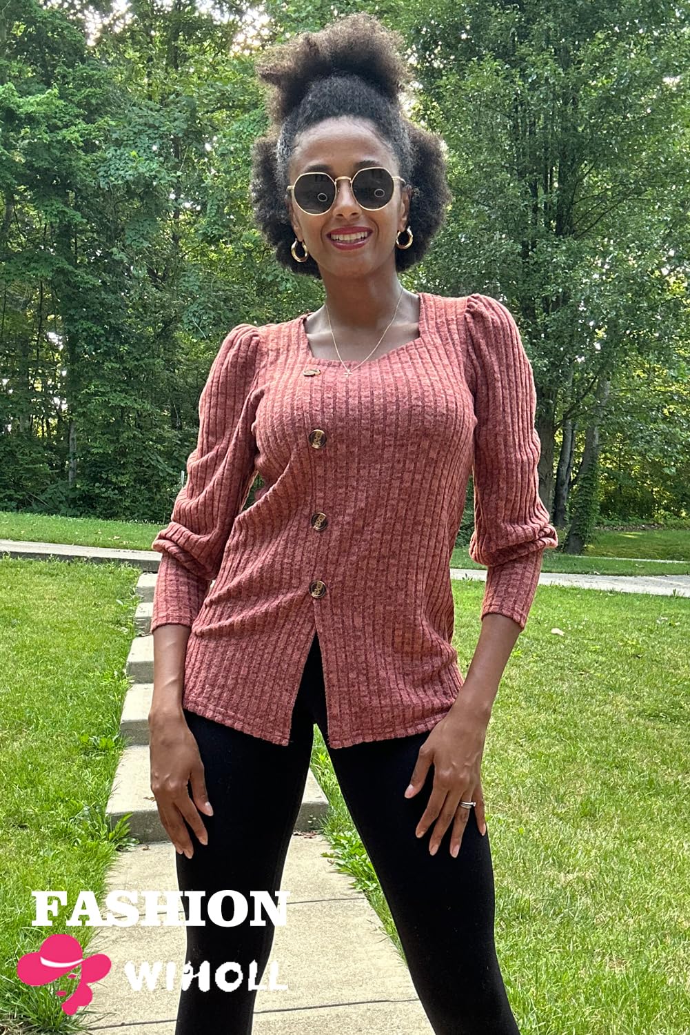 WIHOLL Women's Fall Fashion Tops - Square Neck Casual & Dressy Sweaters for Autumn 2023 | Perfect for Office Wear, Date Nights & Cozy Outfits