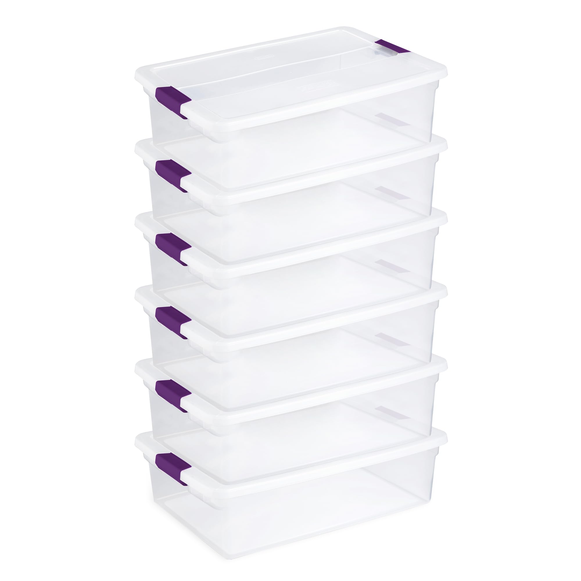 Sterilite 6-Pack ClearView Latch Storage Boxes - 32 Quart Stackable Under Bed Organizer Bins with Secure Lids - Perfect for Closet, Bedroom, Kids Toy & Seasonal Storage Organization