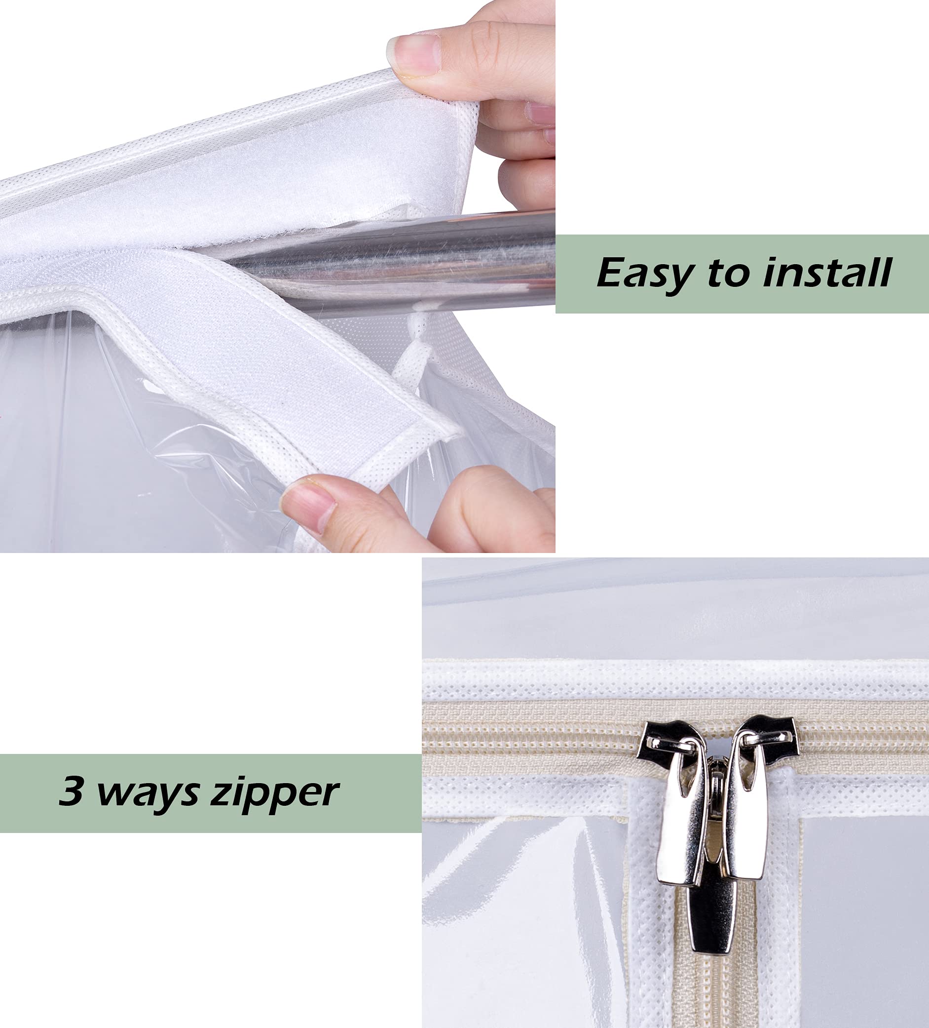 KEETDY 43 Inch Clear Window Hanging Garment Bag for Closet Storage - Large Wardrobe Organizer with Bottom Enclosed, Suit & Coat Protector - Perfect for Travel, Moving, Seasonal Clothing Storage and Closet Organization