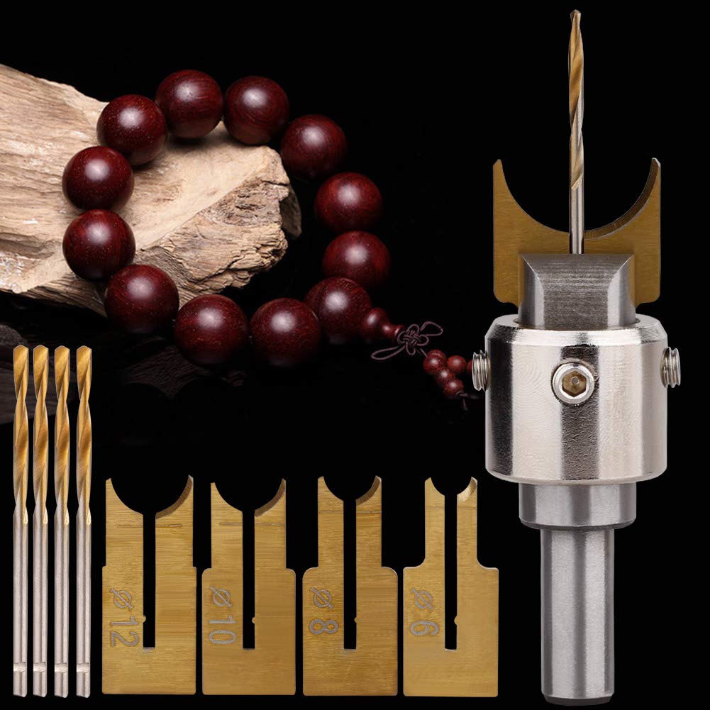 4-Piece Wooden Bead Maker Set - 6/8/10/12mm Spherical Drill Bits for Woodworking, Milling & Crafting - Perfect for DIY Wooden Buddha Beads, Jewelry Making & Home Decor Projects