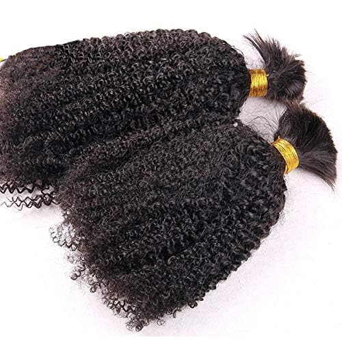 Afro Kinky Curly Human Hair Bundles - 100% Mongolian Virgin Remy Hair Extensions for Braiding & Weaving (12inch, 1 Bundle, Natural Black) | Perfect for Protective Styles, Box Braids & Natural Hair Growth