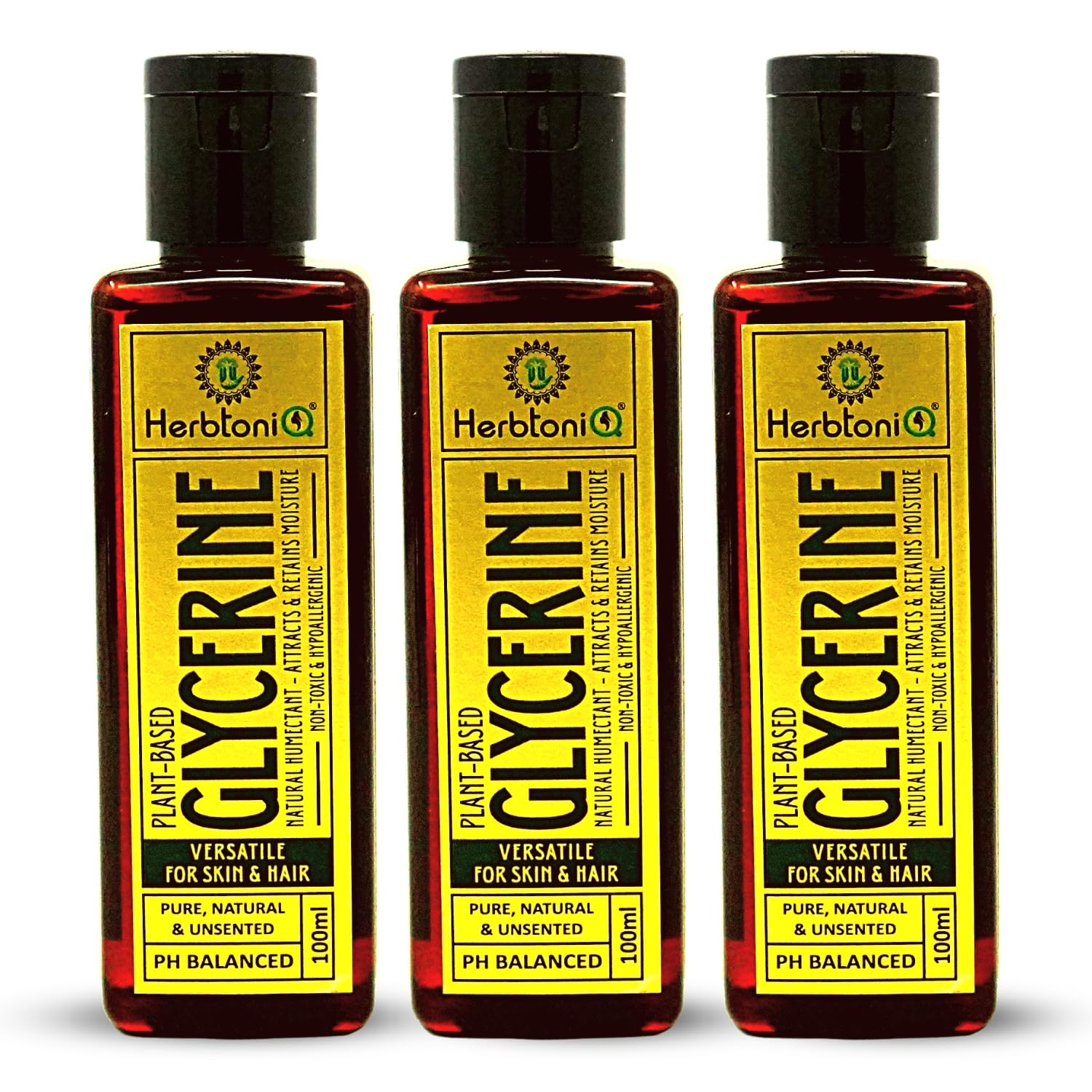 HERBTONIQ Plant-Based Glycerin | Natural Vegan Skin & Hair Moisturizer Oil (300ml) - Hydrating Face, Body & Scalp Care for Dry Skin