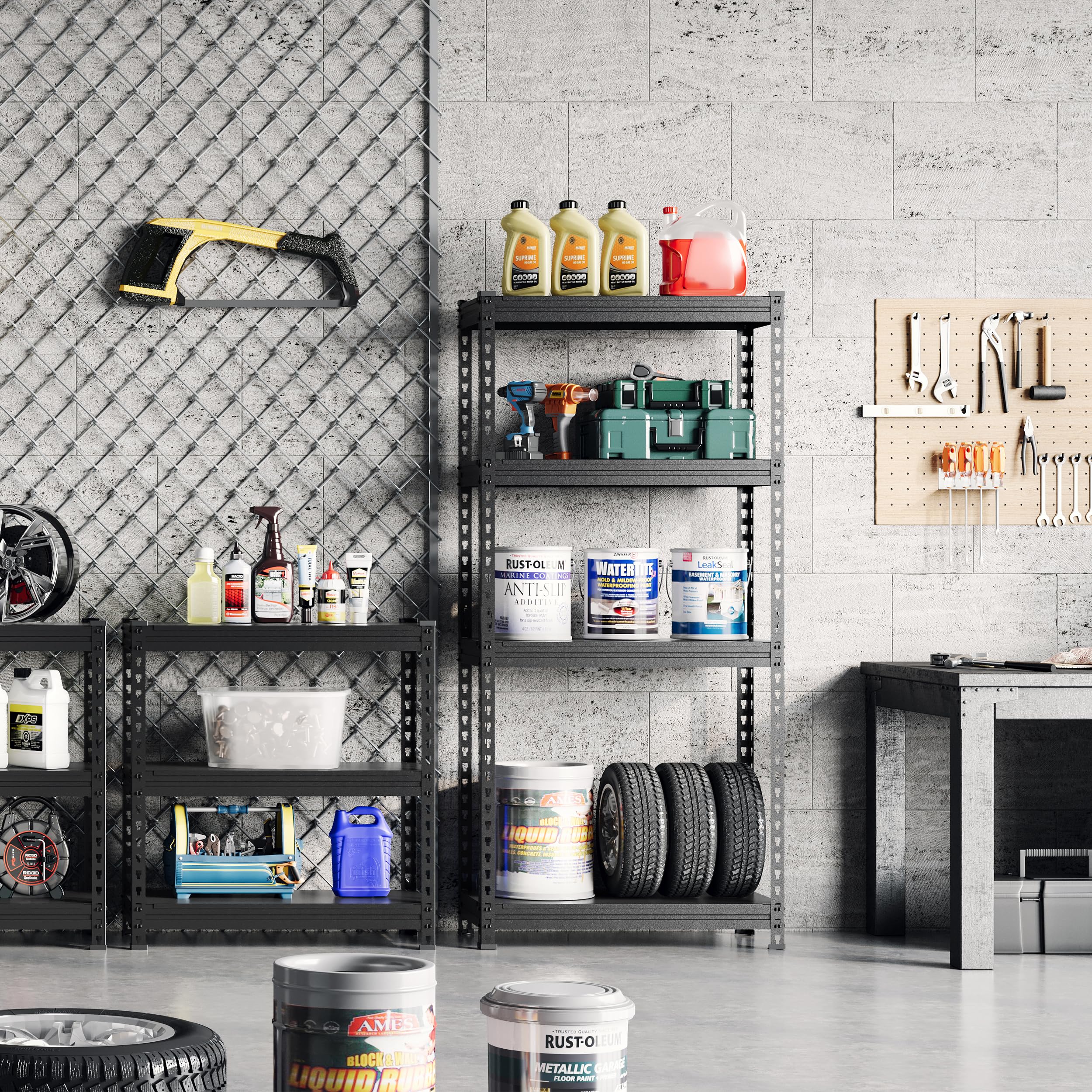 PrimeZone 3-Pack Heavy Duty 4-Tier Adjustable Metal Storage Shelves 28